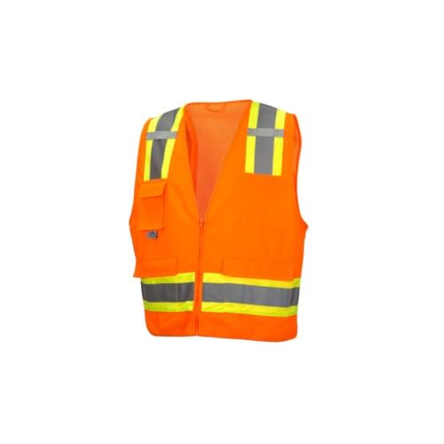 Image of Pyramex Class 2 Surveyor's Safety Vest with 6 Pockets, Hi-Vis Lime, 4XL