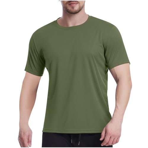 Men's Short Sleeve T-Shirt Summer Casual Quick Dry Rash Guard Shirt Stylish Crewneck Athletic Running Swim Tee Tops