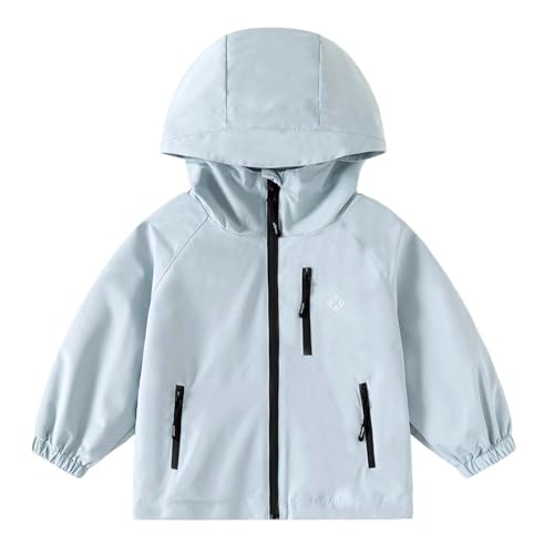 Kids Winter Hoodie Jacket Boys Solid Color Long Sleeve Windbreaker Coat Girl Fashion Warm Zipper Up Coat With Pocket (Blue,3-4 Years)