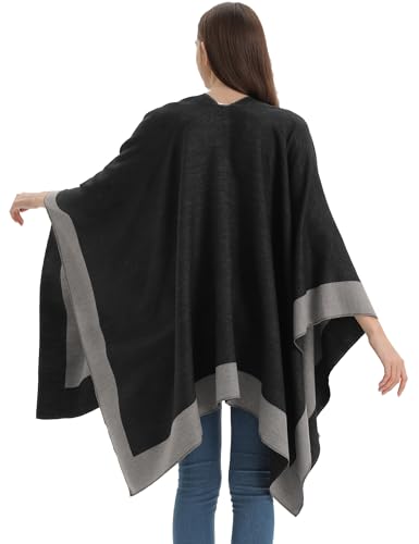 YnimioAOX Women's Shawl Wrap Poncho Sweater Open Front Cape for Fall Winter4