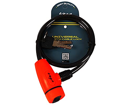 Image of Vega Stainless Steel Cable Key Lock Dull Black Red