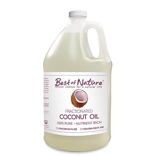 Best of Nature 100% Pure Fractionated Coconut Oil – Liquid MCT Massage & Body Oil, Unscented Moisturizer for Hair, Skin, Face, Aromatherapy Carrier for Essential Oils, Half Gallon (64 fl oz)