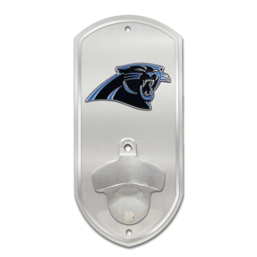 FANMATS 45223 NFL - Carolina Panthers Wall Bottle Opener | Chrome | 8.5" x 4" x 1.25 | Panther Head Primary Logo