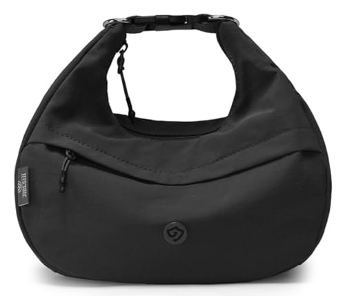 Bolso Hobo Pequeño de Nylon Negro para Mujer miniatura 1