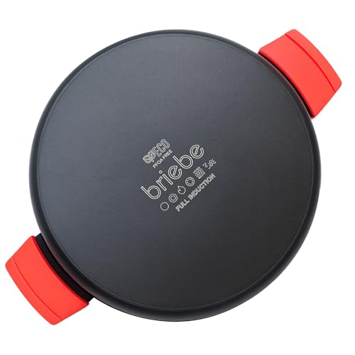 Miniatura 17 de Briebe Black Titanium Cacerola Baja De Cocina Inducción Antiadherente Titanio, Cazuela 24cm, Aluminio Fundido, Recubrimiento Sin Pfoa, Tapa Cristal, Asas Silicona, Vitrocerámica, Gas, Horno