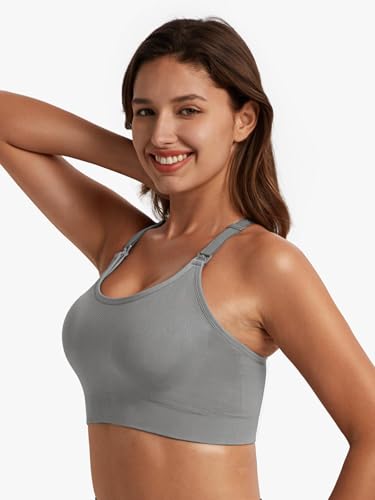 Image of Angelhood Nursing Bras for Breastfeeding, Seamless Nursing Sports Bra Medium Impact Support Maternity Bras for Pregnancy