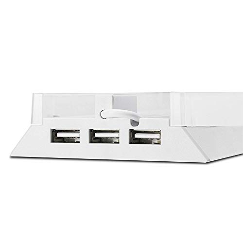 Vertical Stand For Ps4 White, Kailisen Blue Light Base Led Ps4 Bracket Mount Holder Stand For Playstation 4 Console With 3 Usb Hub Ports -White #TOP6