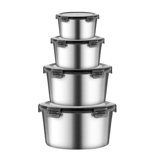 MAXCOOK 316L Stainless Steel Food Storage Containers with Lids (4Pcs)