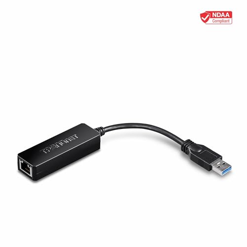 Image of TRENDnet USB 3.0 to Gigabit Ethernet Adapter, Full Duplex 2Gbps Ethernet Speeds, Up to 1Gbps, USB to Gigabit Ethernet Adapter, USB-A, Windows Compatible, USB Powered, Black, TU3-ETG