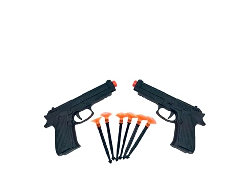 LG-Imports 2-stückige Pfeilpistole ~ Mit 6 Pfeilen ~ Schwarz ~ Kunststoff ~ 3+ Jahre ~ Kind ~ Unisex ~ Kindergeburtstag ~ Mitbringsel