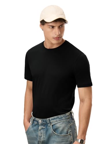 Image of The Souled Store Supima: Men and Boys Short Sleeves Round Neck Solid Premium Basic Casual Lightweight Easy to Style Everyday Streetwear Trendy Supima T-Shirt