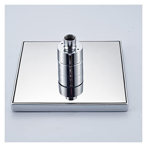 Oesen Shower Panel Tower Wall Mount 8" Led Light Rain Shower Head Wall Mounted Brass Shower Arm 59" Shower Hose Chrome Finished Led Shower Column Stainless Steel Brushed #TOP2