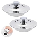 2 Pack Universal Bath Plug 42–45 mm – Stainless Steel Bath Plug, Bathroom Sink Plugs and Kitchen Sink Plug, Drain Stopper Sink Plug Replacement for Bathtub, Washbasin and Bathroom Plugs for Sinks