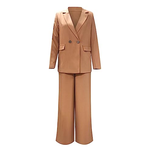 Women's Two Piece Outfits Casual Office Blazer Jacket Wide Leg Work Pants Formal Business Suit Sets with Pockets4