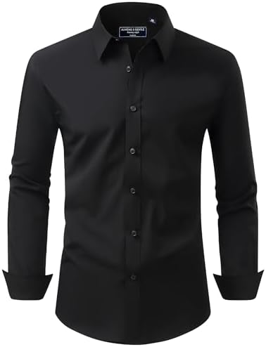 Alimens & Gentle Hemd Herren Langarm Herrenhemden Business Fleckenschutz | Stretch, Freizeit, Anzug, Formal, Regular Fit, Unifarben, Baumwolle, Oberhemd, Atmungsaktiv, für Hochzeit