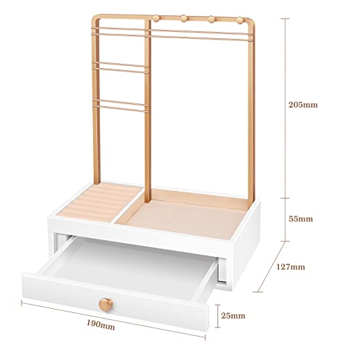 Teamkio Jewelry Stand Tree With Large White Storage Box, Tabletop Jewelry Organizer Display Tree For Necklace, Rings, Bracelets, Watches #TOP3