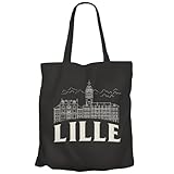 Fabulous Tote Bag Sac Shopping en Toile Noir - Lille Minimalist Ville France Nord Histoire - 10 L