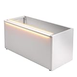 GSK Modern LED White Metal Planter Flowers Boxes LED Light Strips × 2 Outdoor Garden Patio Balcony Porch Indoor Decor Sleek Privacy Screen Stylish Plant Display Rectangular Trough Deck Greenery