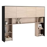 Miroytengo Cabecero Puente para Cama de Dormitorio Danilo 218 cm - Cabezal 4 Puertas, Roble y Negro