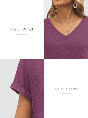 Athmile PR-L Womens Tops Basic Tees T-Shirts Trendy Fashion Cruise Comfy Soft Workout Casual Summer Outfits Spring Clothes 2024 Loungewear Purple thumb #5