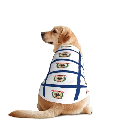 West-Virginia-Staatsflagge, weich, atmungsaktiv, Haustier-Shirt, Kleidung, ärmellos, modische Bekleidung für mittelgroße und große Rassen