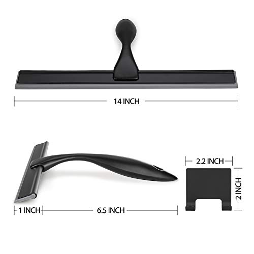 Image of HIWARE All-Purpose Shower Squeegee for Shower Doors, Bathroom, Window and Car Glass - Black, Stainless Steel, 14 Inches