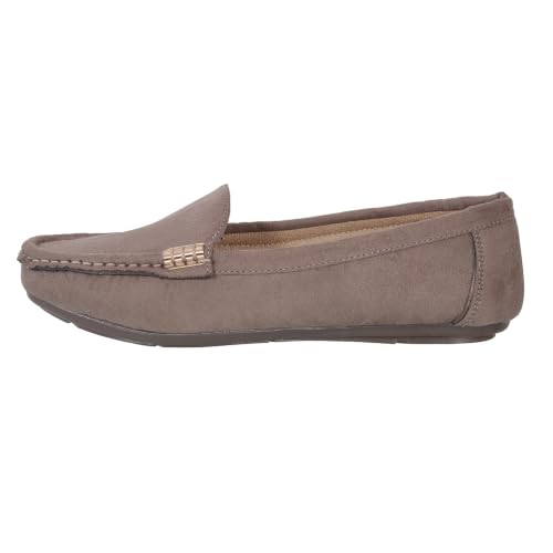 Image of CatBird Women's Suede Finish Loafers | Slip-On Flat Shoes with Minimal Metal Detail | Soft Cushioned Footbed and Flexible Grip Sole | Ideal for Office, Everyday Wear, Travel and Casual Outings