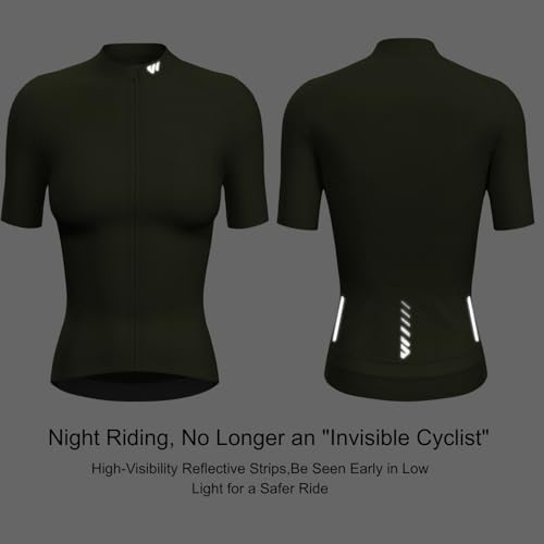 Lo.gas Radtrikot Damen Kurzarm,Fahrradtrikot Rennrad Trikot Atmungsaktiv Frauen Fahrrad Shirt Sommer Fahrradjacke Radfahren Top Mit 3 Taschen S Olivgrün