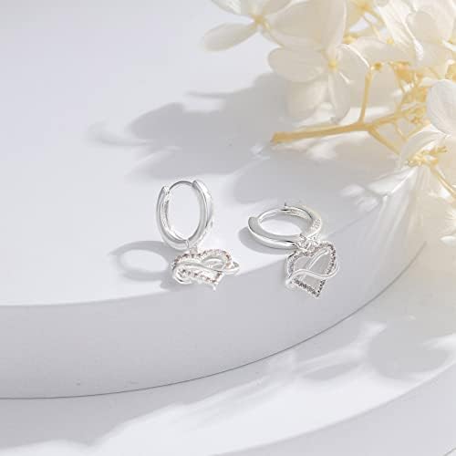 Sterling Silver Planet Hoop Earrings S925 Hoop Earrings Dangling Small Drop Earrings CZ Earrings For Women Girls Planet Rhinestone Cartilage Huggie Earrings