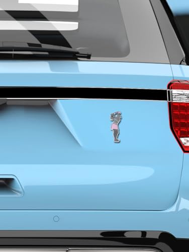 Image of Elektroplate Ladies Golfer OEM Chrome & Pink Emblem for Cars, Trucks, and All Auto | Universal Fit at 3.25 inch x 1.5 inch | Weatherproof