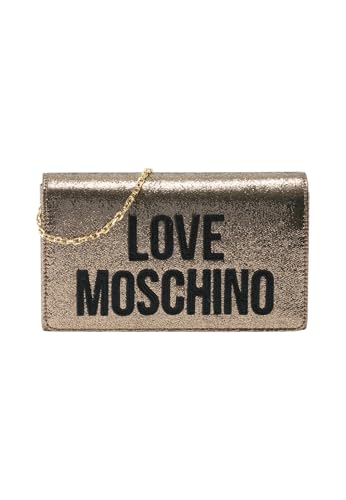 Sac femme Love Moschino or, petit sac à main bandoulière en cuir synthétique rigide