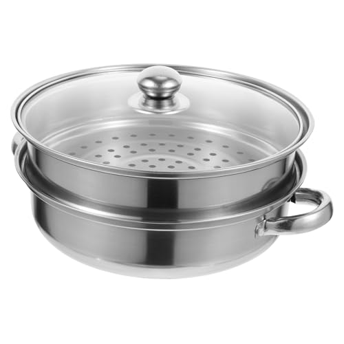TOBBOMEY 厚手ステンレス製蒸し器 両耳付き二重構造 多機能キッチン蒸し鍋 食器洗浄機対応 滑らか表面 丸みエッジ 調理用 家用蒸し調理器具