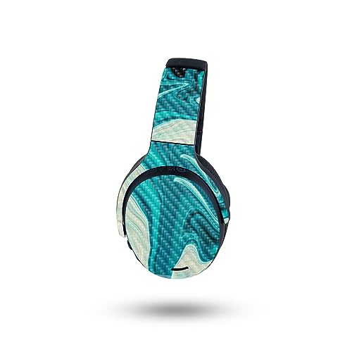 Image of MightySkins Carbon Fiber Skin Compatible with Skullcandy Crusher ANC 2 - Aqua Swirl | Protective, Durable Textured Carbon Fiber Finish | Easy to Apply
