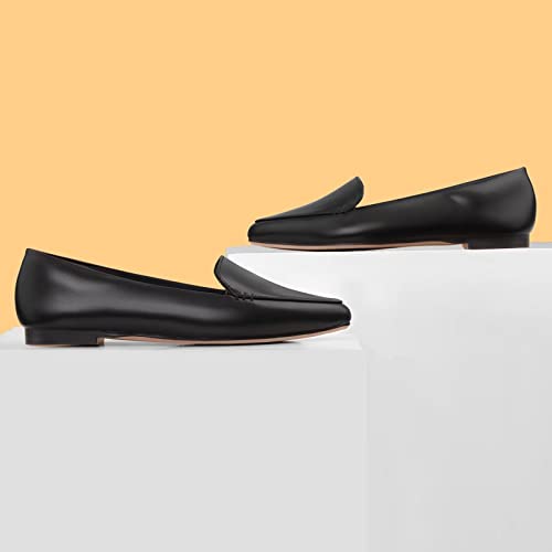 Musshoe Loafers For Women Comfortable Pointed Toe Memory Foam Women's Flats Loafers,Black Pu 10.5 #TOP3