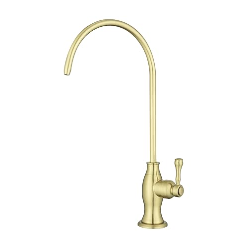 Delle Rosa Brushed Gold Drinking Water Faucet Non-Air Gap Stainless Steel Kitchen Water Filter Faucet Classical Water Filtration Faucet for Under Sink Water Filter System Brushed GoldLight Gold
