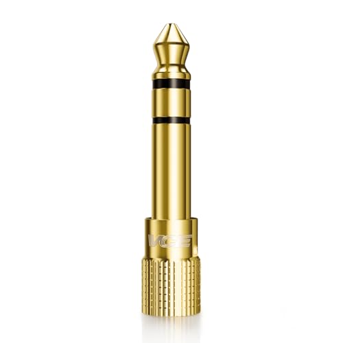VCE 3.5mm to 6.35mm 変換アダプタ 6.35オスー3.5メス 標準プラグ⇒ミニプラグ 電子ピアノ用 金メッキコネクタ 1個入り