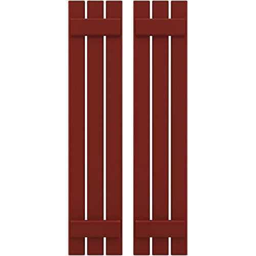 11 1/2"W x 84"H Americraft Three Board (2 Batten) Exterior Real Wood Spaced Board-n-Batten Shutters (Per Pair), Pepper Red