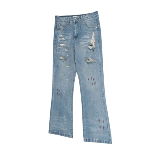 Men’s Ripped Denim Scimitar Pants, Hip Hop Streetwear, Loose Wide Leg Distressed Jeans4