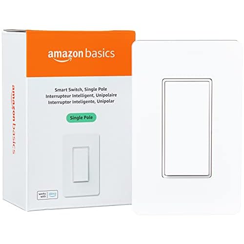 Amazon Basics Smart Light Switch, Single Pole, Works with Alexa Only, Voice Control, Schedule, 2.4 GHz Wi-Fi, No Hub Required, Easy to Install, White