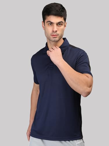 Image of CHKOKKO Men's Active Sports Wear Polo Half Sleeve Gym Tshirt with Button Collar Quick Dry Breathable Perfect for Workout Running Regular Fit Pack of 2