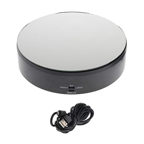 F Fityle Mirror Top 360 Rotating Turntable Battery USB Powered Jewelry Display Stand