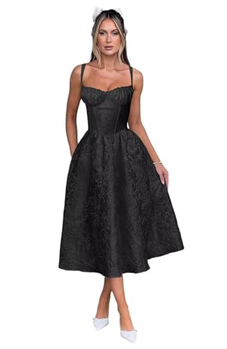 Spaghetti Strap Satin Jacquard Floral Formal Dress for Women Round Neck Ruched Prom Party Gowns PU202