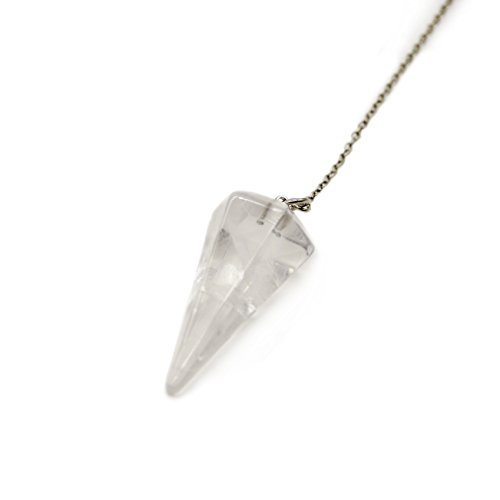 Crystal Pendulum Made Of Natural Quartz For Dowsing Divination Chakra Reiki. Pointed With Chain And Jewelry Pouch #TOP3