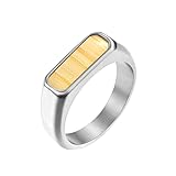 TIEHOKTW Anillo para hombre de plata de 4 mm con grabado, anillos de compromiso de acero inoxidable y madera, para hombre, talla 65 (20,7)