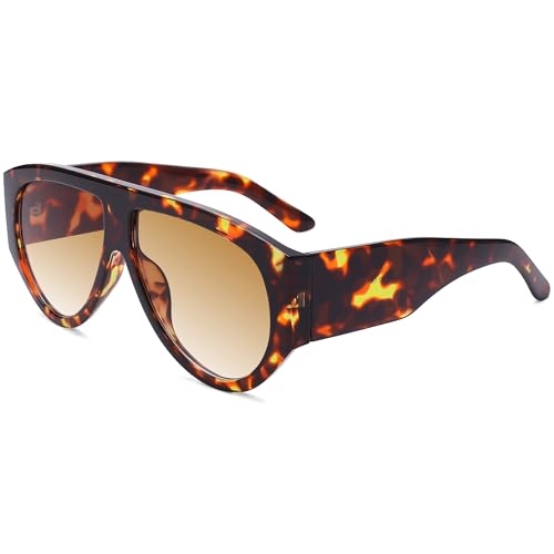 Bouryo Retro Oversized Aviator Sunglasses for Women Men Anti-Glare UV Protection Outdoor Chunky Frame Sunglasses