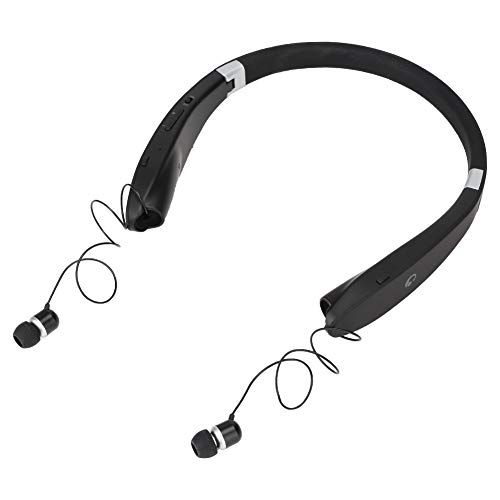 POENVFPO Cuffie Wireless, Riduzione del Rumore, Design del Collo, Pieghevole, con Microfono per Chiamate (BLACK)