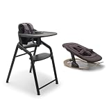 Bugaboo Giraffe High Chair Bundle – Wooden High Chair + Newborn Set + Rocker Frame – Adjustable, Ergonomic, Newborn to Toddler Seating System, FSC Certified - Black