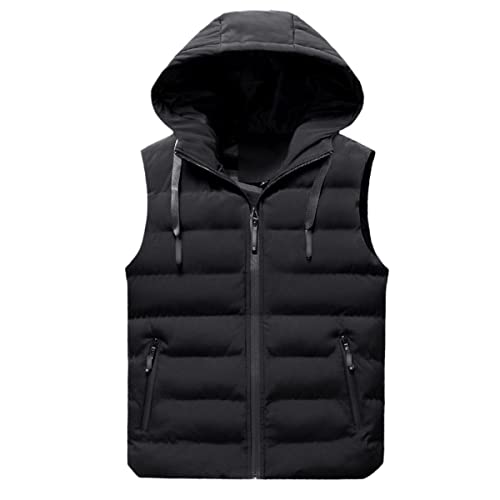 Veste sans manches homme noire XL avec capuche chaude hiver