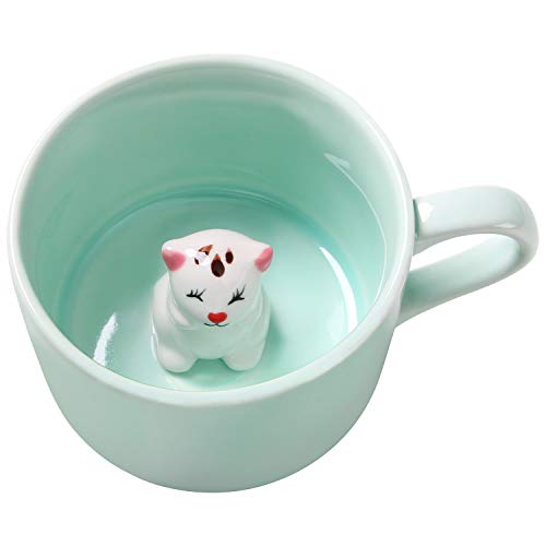 Lemon Park Surprise 3D Coffee Mug Animal Inside 8 Oz With Kitten,Cute Cartoon Handmade Ceramics Cup,Christmas Birthday Surprise For Friends Family Or Kids,Best Office Cups Morning Mugs(8 Oz Kitten) #TOP1
