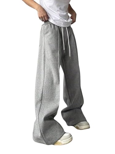 ZAFUL Mens Casual Joggers Sweatpants Solid Drawstrings Wide Leg Street Loose Hiking Pants with Pockets